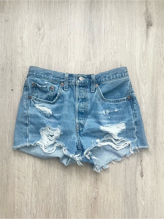 Levi's Pants - Levi’s 501 Cut Off Denim Shorts Womens W26 Blue Ripped Distressed Y2K Jorts